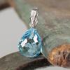 Beautiful Blue Topaz  and Diamonds Pendant in 14 kt Gold